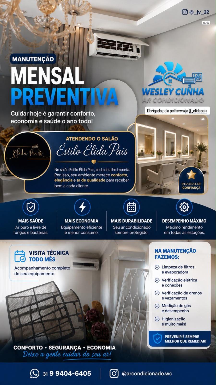 Contrato de manutenção mensal preventiva — Salão Estilo Élida Pais