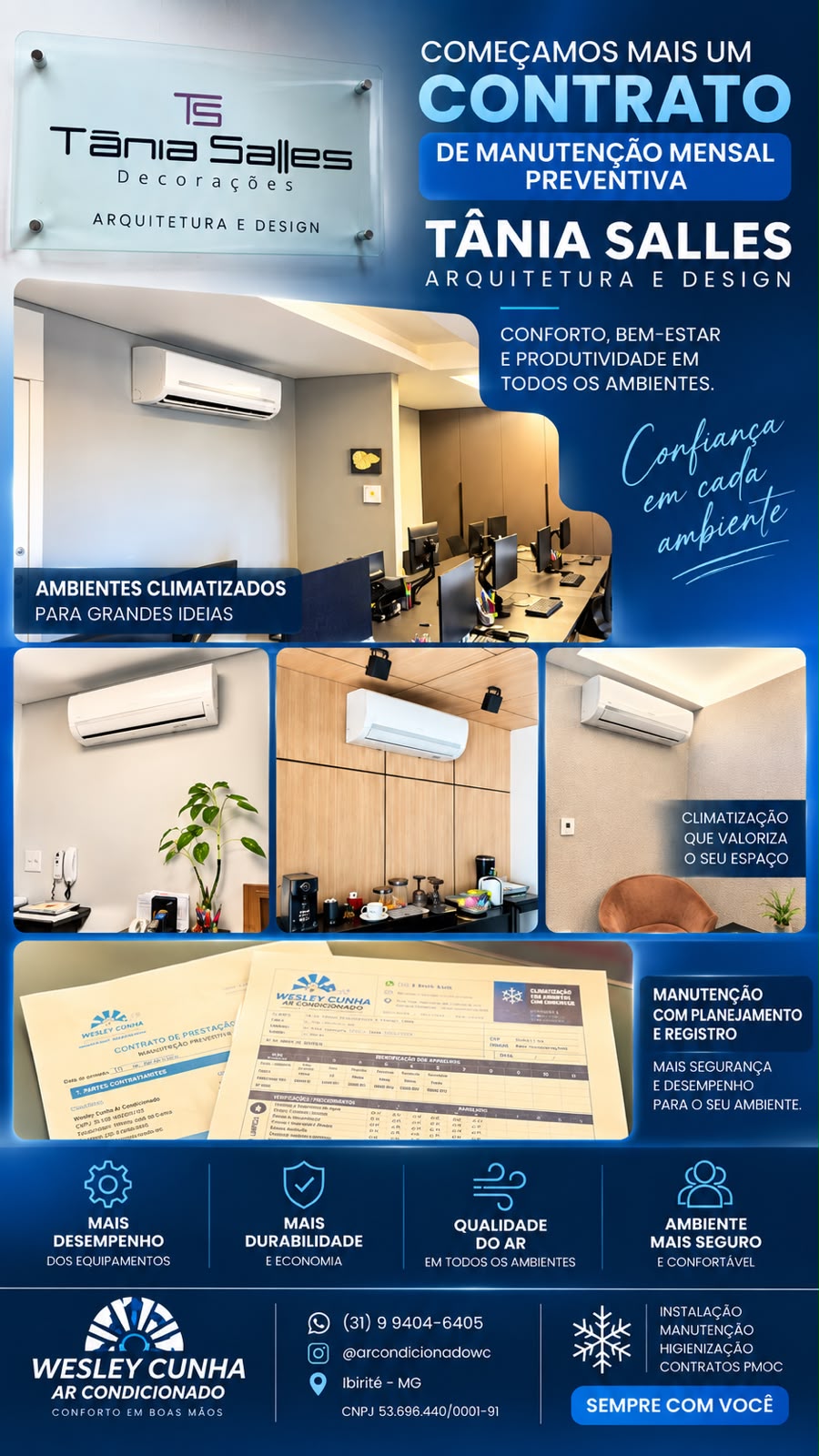 Contrato de manutenção preventiva mensal — Tânia Salles Arquitetura e Design