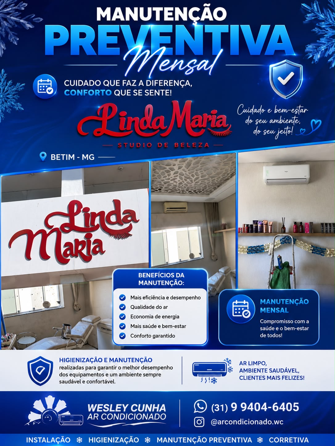 Contrato de manutenção preventiva mensal — Linda Maria Studio de Beleza (Betim)